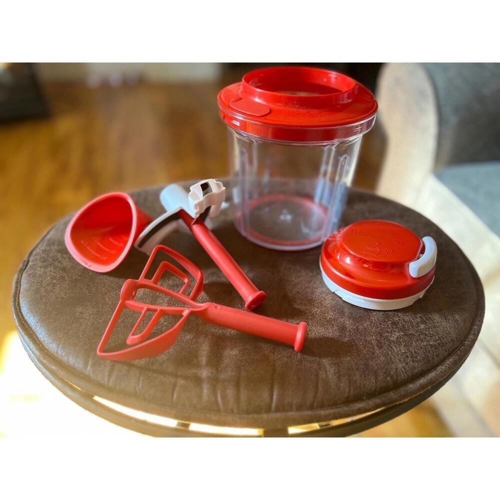 Tupperware Power Chef System Manual Food Processor Chopper Red 5.75‎ Cup 1.35L